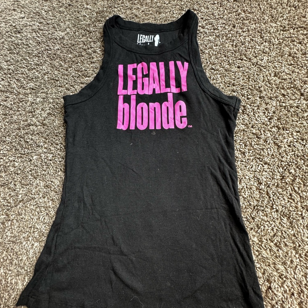 Black Fitted Sleeveless Tank Top with Pink Text